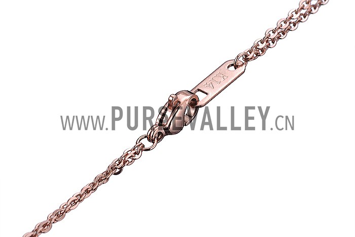 Van Cleef and Arpels Replica Black Enamel Floral Charm & Silver Beads Double Fine Chain Necklace