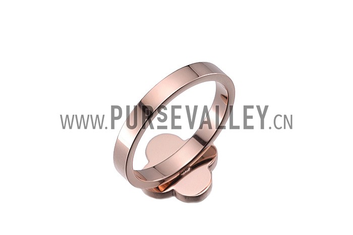 Van Cleef and Arpels Replica Black Enamel Stud Floral Center Rose-Gold Ring