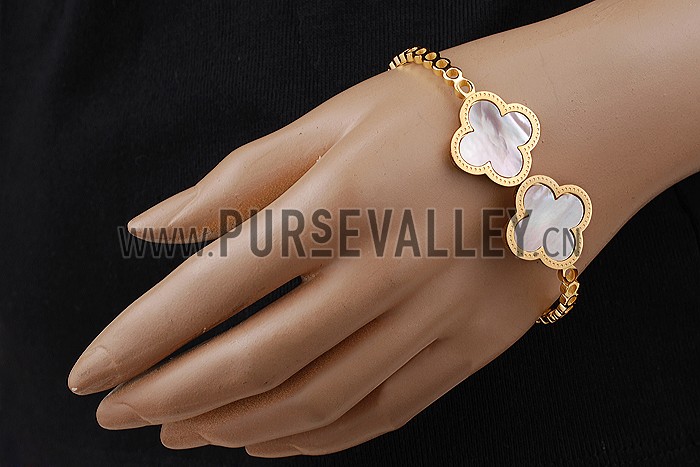 Van Cleef Vintage Alhambra Clover Motifs Gold Bangle Bracelet