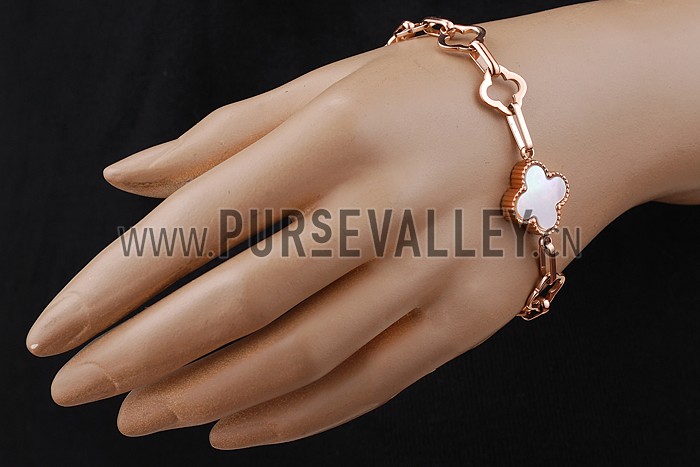 Van Cleef Vintage Alhambra Mother Of Pearl Rose Gold Bracelet