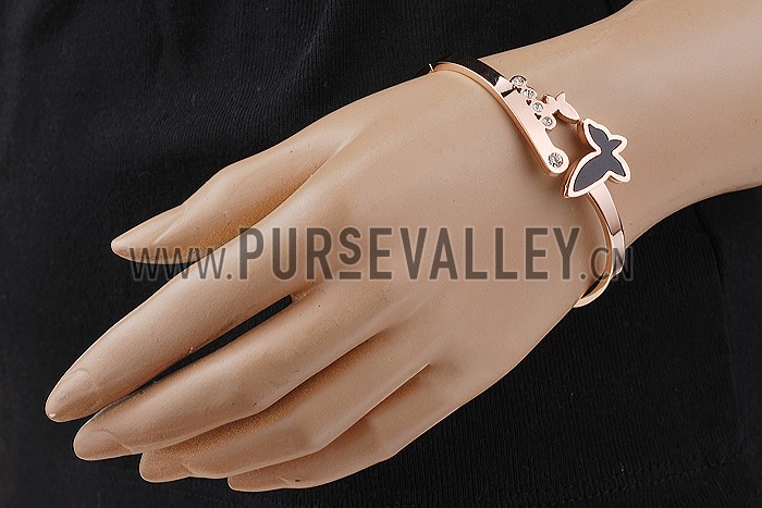 Van Cleef Alhambra Butterfly Motif Rose Gold Bangle Bracelet