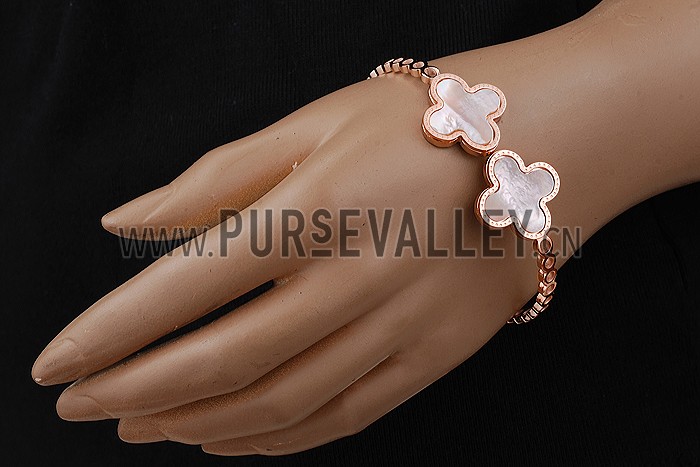 Van Cleef Vintage Alhambra Clover Motifs Rose Gold Bangle Bracelet