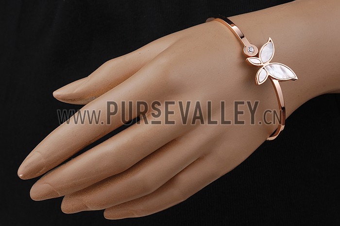 Van Cleef Alhambra Butterfly And Diamond Motifs Rose Gold Bangle Bracelet