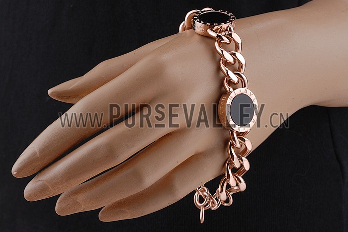 Bvlgari Rose Gold Mother Of Pearl And Black Onyx Bracelet