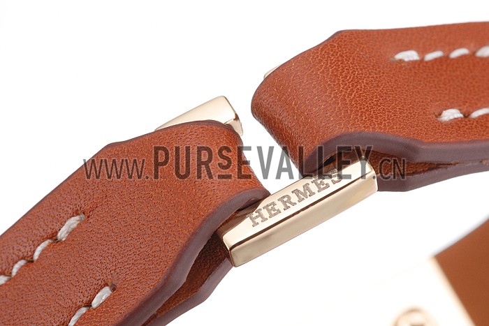 Hermes Micro Kelly Gold Hardware Bracelet Tan