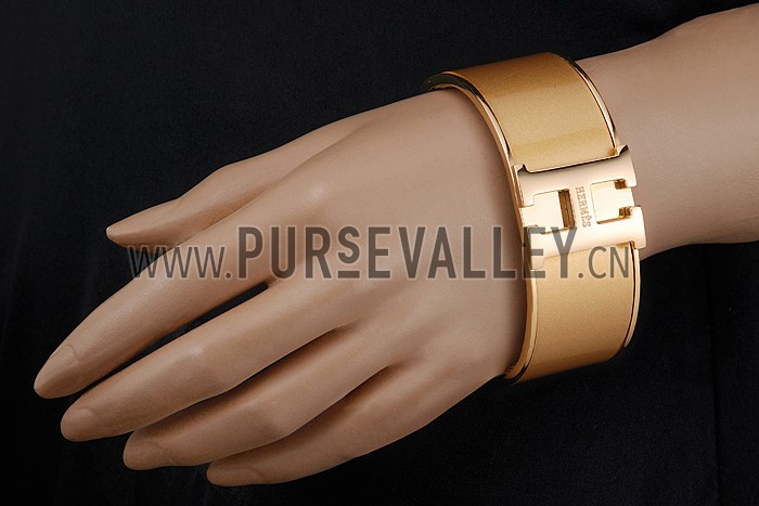 Hermes H Bracelet Cream Enamel Gold Handware 700557