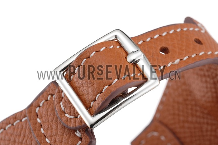 Hermes Bangle Silver Hardware Bracelet Tan