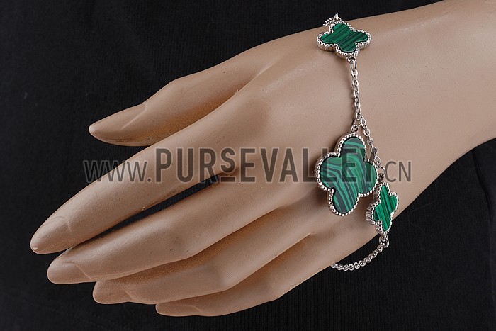Van Cleef Magic Alhambra Malachite Silver Bracelet
