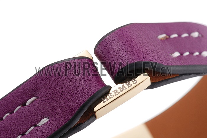 Hermes Micro Kelly Gold Hardware Bracelet Purple