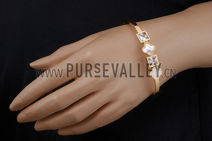 Van Cleef Alhambra White Mother-Of-Pearl Gold Bracelet 700584