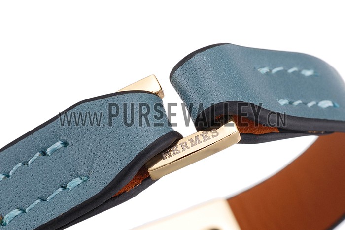 Hermes Micro Kelly Gold Hardware Bracelet Blue