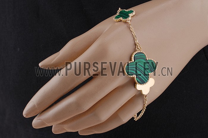 Van Cleef Magic Alhambra Malachite Gold Bracelet