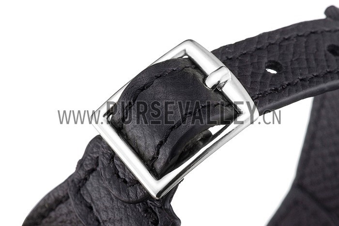 Hermes Bangle Silver Hardware Bracelet Black