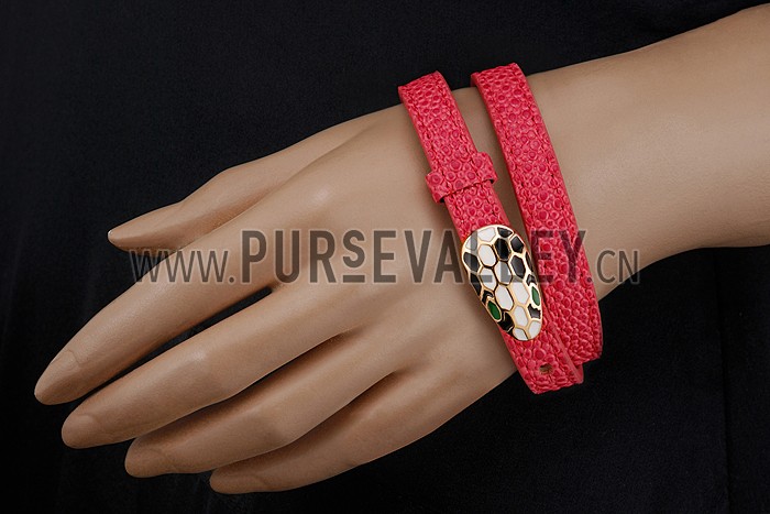 Bvlgari Serpenti Black & White Gold Silver Hardware Bracelet 700525