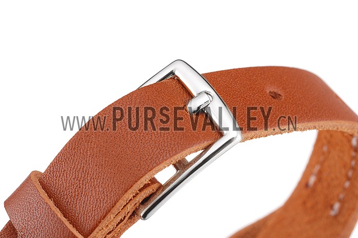 Hermes Hippique Silver Hardware Bracelet Tan