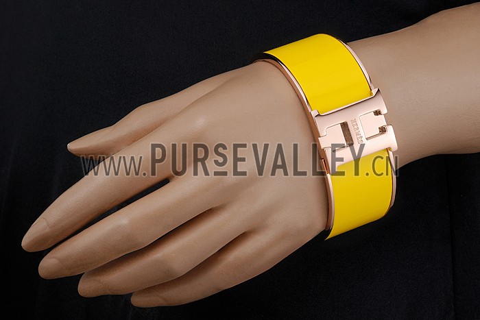 Hermes H Bracelet Yellow Enamel Rose Gold Handware 700546