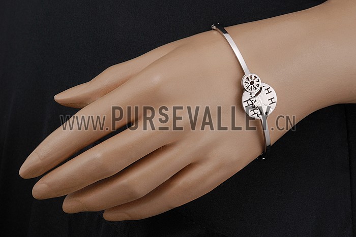 Hermes Horse & Carriage Motif Silver Bracelet 700610