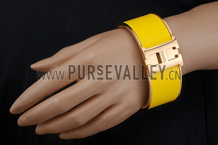Hermes H Bracelet Yellow Enamel Gold Handware 700562
