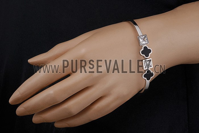 Van Cleef Alhambra Onyx Silver Bracelet 700589