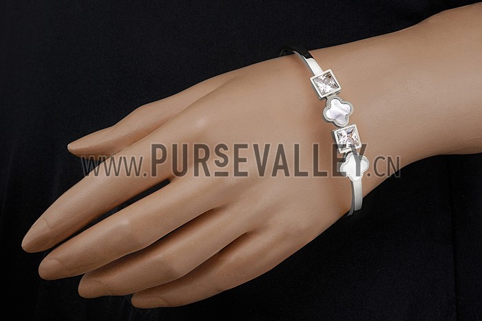 Van Cleef Alhambra White Mother-Of-Pearl Silver Bracelet 700586