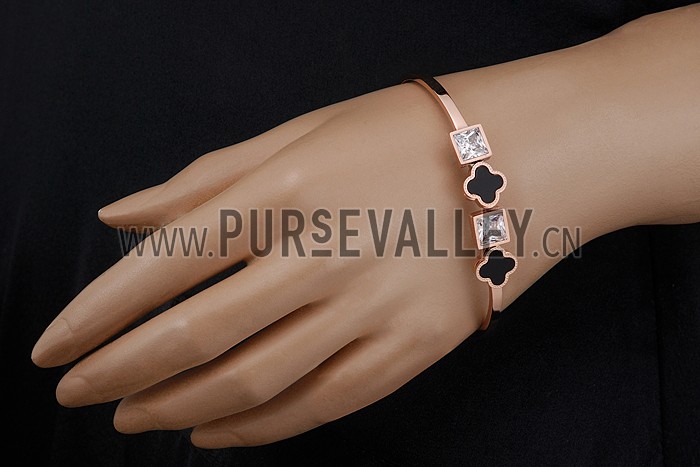 Van Cleef Alhambra Onyx Rose Gold Bracelet 700588