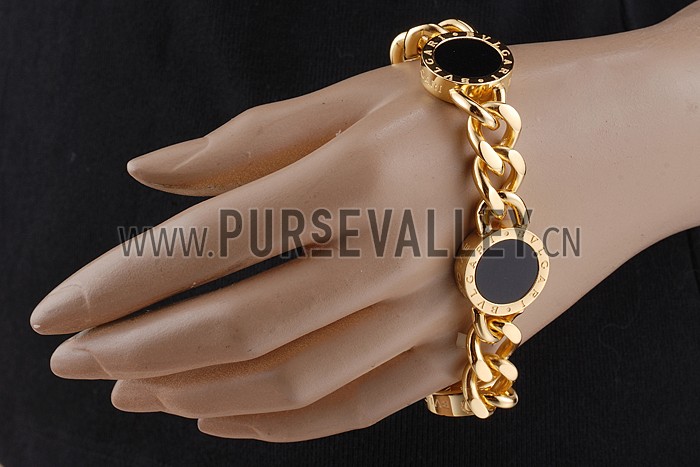 Bvlgari Gold Mother Of Pearl And Black Onyx Bracelet
