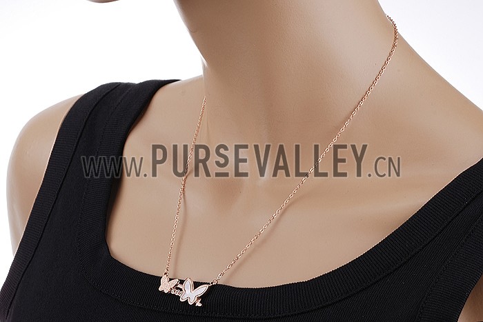Van Cleef Alhambra Three Butterfly Pendant Rose Gold Necklace