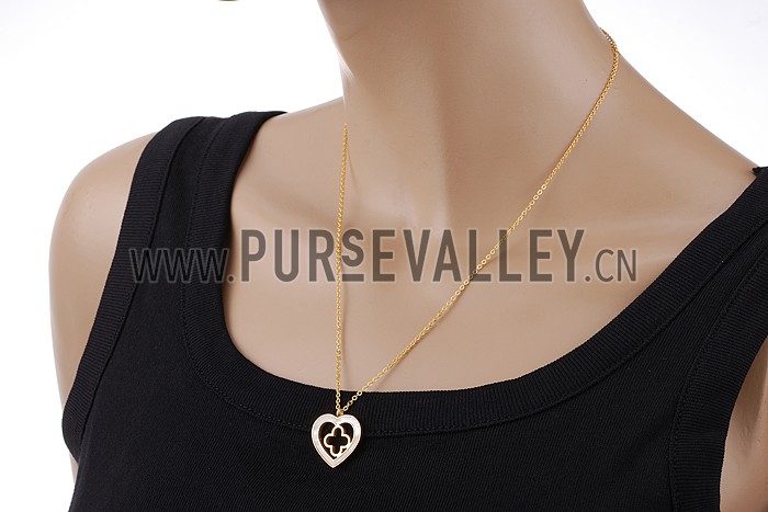 Van Cleef Magic Alhambra Heart And Clover Motifs Pendant Gold Necklace