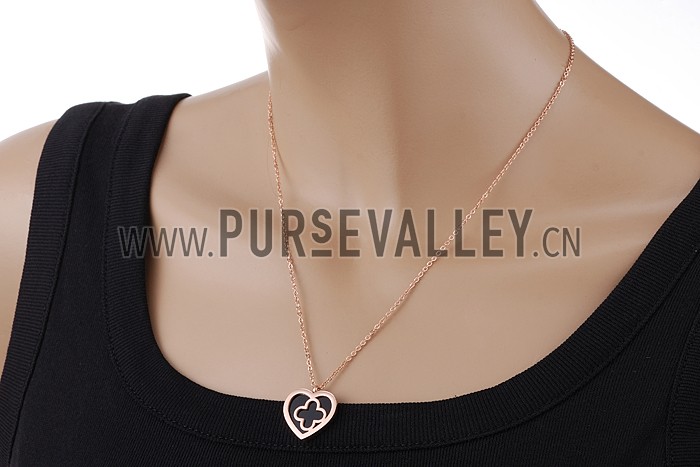 Van Cleef Sweet Alhambra Heart And Clover Mini Pendant Silver Necklace