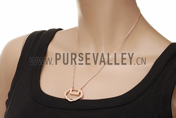 Cartier Rose Gold Necklace Cloud Diamond Encrusted Pendant