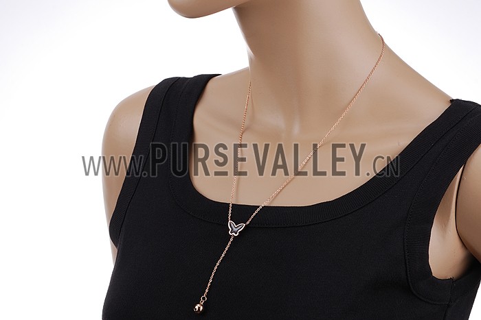 Van Cleef Magic Alhambra Mini Butterfly Pendant Rose Gold Necklace