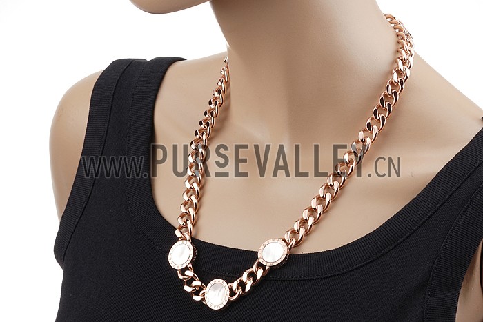 Bvlgari Rose Gold Mother Of Pearl And White Onyx Necklace