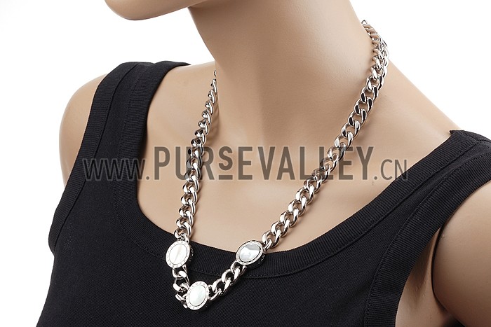 Bvlgari Silver Mother Of Pearl And White Onyx Necklace