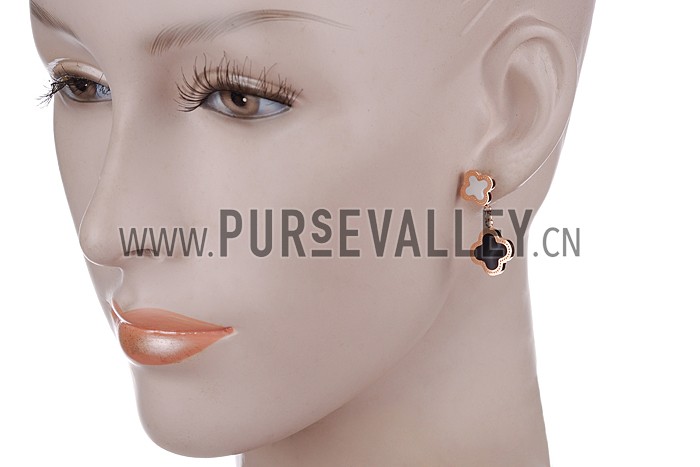 Van Cleef Magic Alhambra 2 Tone Clover Motifs Rose Gold Earrings