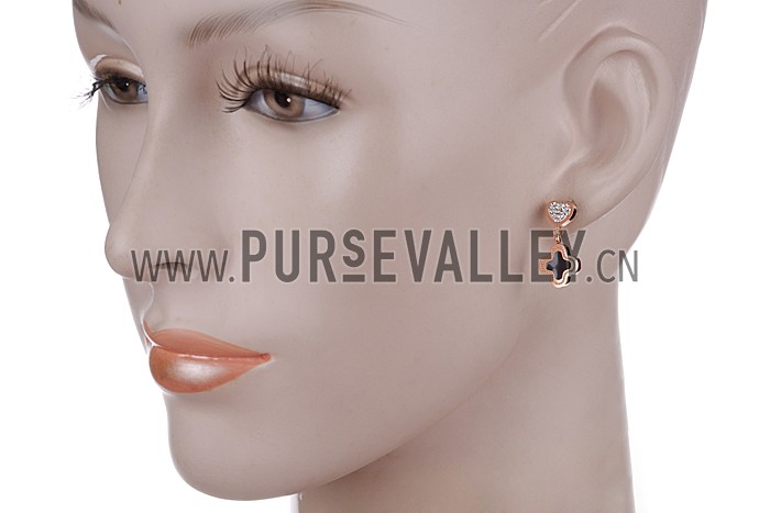 Van Cleef Magic Alhambra Heart And Clover Gold Earrings