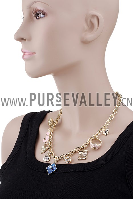 Juicy Couture Replica Mixed Charms Gold Link Chain Necklace 2165-110