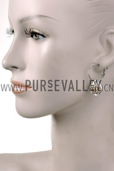 Juicy Couture Replica Silver Hoops With Crystal Studded Logo Crown Silver Heart Accent