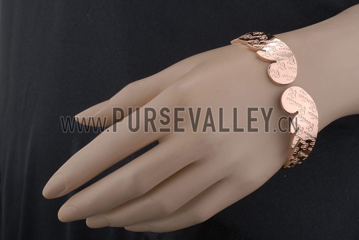 Cartier Replica Engraved Wing Shaped Cutwork Rose Gold Bangle Bracelet