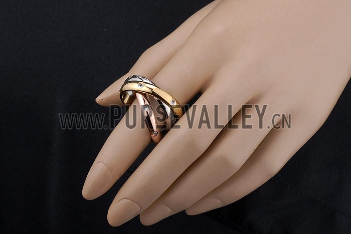 Cartier Replica Integrated Three Toned Crystal Stud Triple Ring