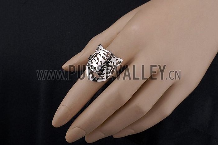 Cartier Replica Cutwork Lion Face Sterling Silver Ring