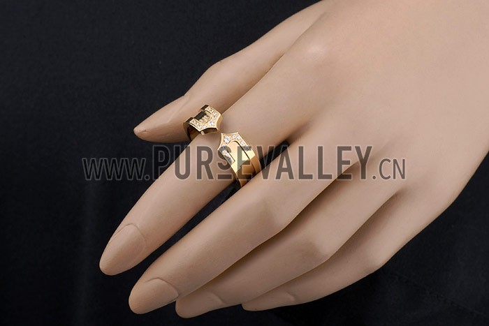 Cartier Replica Crystal Stud Pointed Open Tip Center Gold Band