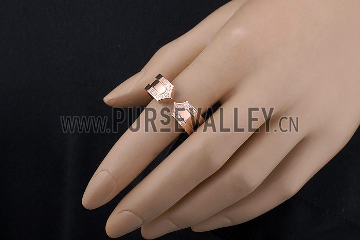 Cartier Replica Crystal Stud Pointed Open Tip Center Rose Gold Band