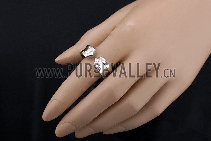 Cartier Replica Crystal Stud Pointed Open Tip Center Sterling Silver Band