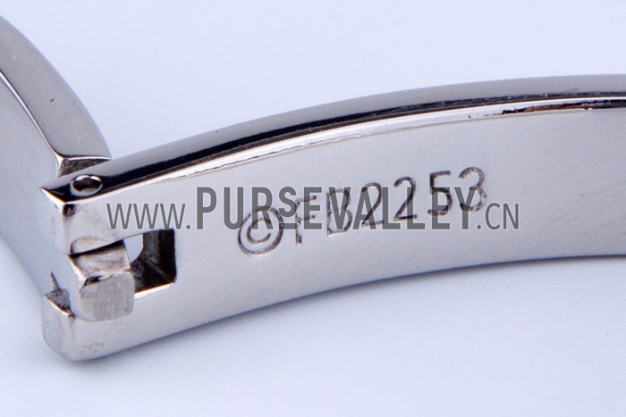 Cartier Replica Hook-Buckle Clasp Accent Screwhead Cutwork Sterling Silver Bangle Bracelet