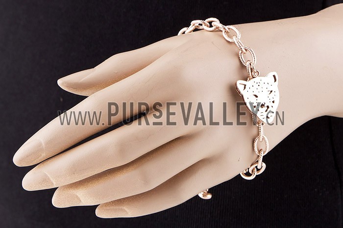 Cartier Replica Leopard Face Rose-Gold Plated Charms Bracelet
