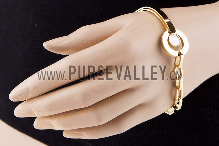 Bvlgari Replica Engraved MOP Accent Yellow Gold Plated Bracelet