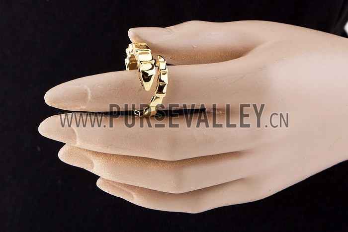 Bvlgari Replica Segmented Black Enamel Marked Gold Snake Ring