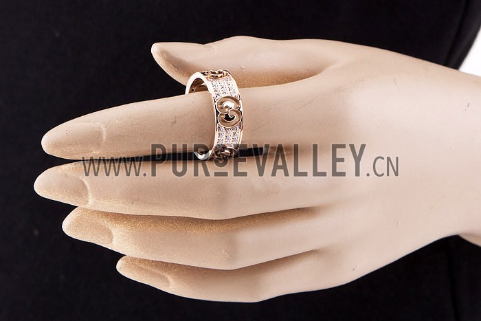 Gucci Replica Diamond Embellished Logo Cutwork Rose-Gold Band