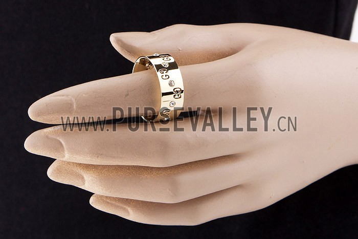 Gucci Replica Logo Engraved Diamond Stud Gold Band