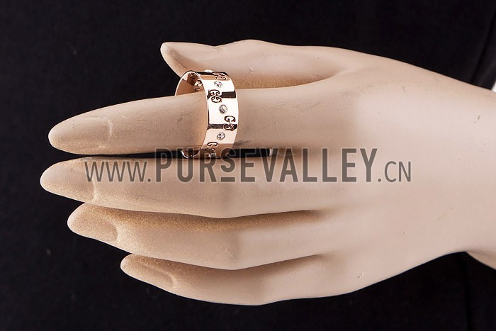 Gucci Replica Logo Engraved Diamond Stud Rose-Gold Band